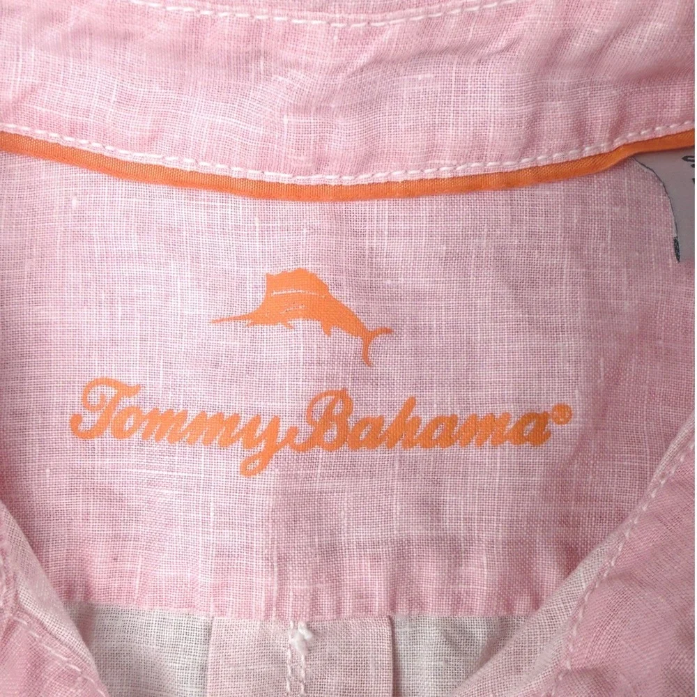Tommy Bahama Pink Linen Long Sleeve Button Up Shirt Womens Small - Picture 3 of 9